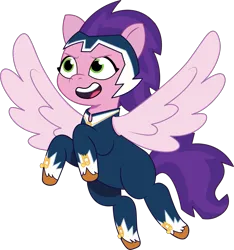 Size: 1115x1192 | Tagged: safe, artist:prixy05, derpibooru import, pipp petals, zapp, pegasus, pony, g5, my little pony: tell your tale, female, flying, image, mare, png, power ponies, simple background, solo, spread wings, transparent background, vector, wings