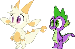 Size: 1306x850 | Tagged: safe, artist:tarkan809, derpibooru import, spike, dragon, chikn nuggit, derpibooru exclusive, duo, fwench fwy, image, png, style comparison, style emulation