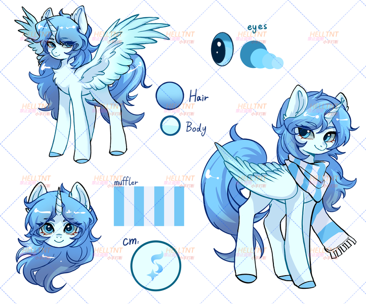 Size: 3255x2702 | Tagged: artist needed, safe, derpibooru import, oc, oc:冰雪孤星, unofficial characters only, alicorn, alicorn oc, clothes, horn, image, png, scarf, solo, striped scarf, wings