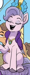 Size: 407x1010 | Tagged: safe, artist:amy mebberson, derpibooru import, idw, queen haven, unnamed character, unnamed pony, pegasus, pony, g5, spoiler:comic, spoiler:g5comic, spoiler:g5comic18, cropped, female, image, jpeg, lidded eyes, lipstick, mare, solo focus, unshorn fetlocks