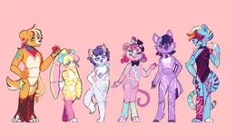 Size: 4000x2400 | Tagged: safe, artist:orphicswanart, derpibooru import, applejack, fluttershy, pinkie pie, rainbow dash, rarity, twilight sparkle, anthro, bear, big cat, bird, cat, dog, owl, rabbit, tiger, alternate design, animal, animatronic, appledog, bunnyshy, five nights at freddy's, furry, image, png, raricat, solo, species swap, twilight sparkowl, twitterina design