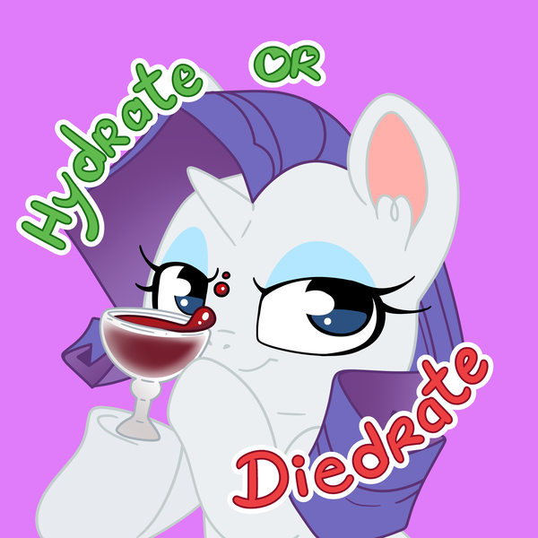 Size: 3319x3319 | Tagged: safe, artist:cutepencilcase, derpibooru import, rarity, pony, unicorn, alcohol, drink, glass, image, lidded eyes, png, smiling, solo, violet background, wine, wine glass