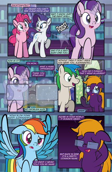 Size: 1920x2948 | Tagged: safe, artist:alexdti, derpibooru import, pinkie pie, rainbow dash, rarity, starlight glimmer, oc, oc:brainstorm (alexdti), oc:purple creativity, oc:star logic, pegasus, pony, unicorn, comic:quest for friendship retold, glasses, image, jpeg, magic