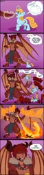 Size: 750x2942 | Tagged: semi-grimdark, artist:incredibleediblecalico, derpibooru import, oc, oc:rojas, oc:table turner, unofficial characters only, anthro, dragon, pony, unicorn, burning, comic, death, drool, fire, fire breath, image, magic, micro pred, png, role reversal, telekinesis, thought bubble, tight bulge, vore