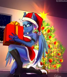 Size: 2397x2731 | Tagged: suggestive, artist:cali luminos, derpibooru import, anthro, christmas, commission, holiday, image, jpeg, pegapet, present, your character here