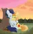 Size: 3370x3410 | Tagged: safe, artist:nordicgoat, derpibooru import, braeburn, soarin', earth pony, pegasus, cherry blossoms, cuddling, duo, flower, flower blossom, gay, image, male, png, scenery, shipping, soarburn, sunset, tree