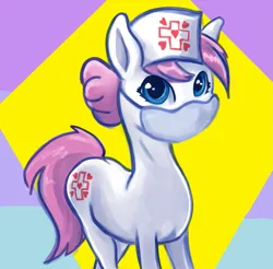 Size: 963x949 | Tagged: safe, artist:aponty, edit, editor:strifesnout, ponerpics import, nurse redheart, earth pony, pony, abstract background, female, hat, image, looking at you, mare, mask, nurse hat, png, solo, surgical mask