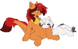 Size: 2716x1723 | Tagged: safe, artist:beardie, derpibooru import, oc, oc:polina star, oc:yiazmat, unofficial characters only, dragon, hybrid, unicorn, chest fluff, couple, dragoness, female, horn, hybrid oc, image, kissing, male, oc x oc, paws, png, pregnant, ship:polinazmat, shipping, simple background, tail, transparent background, unicorn oc