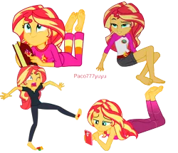 Size: 2790x2403 | Tagged: safe, derpibooru import, sunset shimmer, equestria girls, barefoot, clothes, compilation, feet, feety, female, fetish, foot fetish, foot focus, image, png, shoes, simple background, soles, solo, solo female, sunset