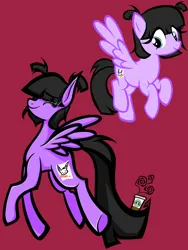 Size: 1620x2160 | Tagged: safe, artist:coffeefueledchainsaw, derpibooru import, oc, unofficial characters only, pegasus, pony, coffee, coffee cup, cup, female, image, mare, png, red background, simple background, solo, starbucks