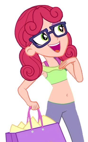 Size: 635x1024 | Tagged: safe, derpibooru import, edit, edited screencap, screencap, alizarin bubblegum, equestria girls, equestria girls series, holidays unwrapped, spoiler:eqg series (season 2), background removed, belly button, dashing through the mall, glasses, image, midriff, open mouth, open smile, png, simple background, smiling, solo, transparent background