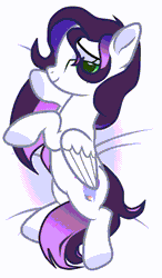 Size: 1276x2180 | Tagged: safe, artist:darkbesshayus, derpibooru import, oc, oc:lucky star, unofficial characters only, pegasus, pony, animated, bed, fangs, female, gif, image, loop, lying down, mare, pegasus oc, seductive look, side, solo, solo female, wings
