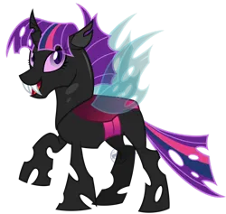Size: 1280x1211 | Tagged: safe, artist:arcticwindsbases, derpibooru import, twilight sparkle, twilight sparkle (alicorn), alicorn, changeling, changelingified, female, image, open mouth, open smile, png, smiling, solo, species swap, twilighting, vector