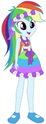 Size: 1280x3456 | Tagged: safe, artist:octosquish7260, derpibooru import, rainbow dash, human, equestria girls, clothes, cute, dashabetes, dress, female, flower, flower girl, flower girl dress, flower in hair, humanized, image, open mouth, open smile, png, rainbow dash always dresses in style, smiling, solo, solo female, younger