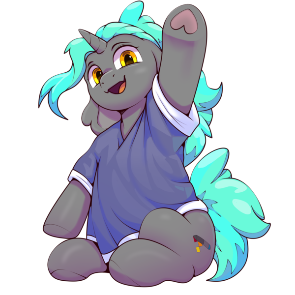 Size: 1200x1200 | Tagged: safe, artist:redvais, derpibooru import, oc, oc:redvais, unofficial characters only, pony, unicorn, derpibooru community collaboration, 2024 community collab, clothes, horn, image, male, png, simple background, smiling, solo, stallion, stylus, transparent background, unicorn oc