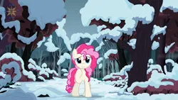 Size: 3464x1948 | Tagged: safe, artist:r4hucksake, derpibooru import, oc, oc:fizzy cider, earth pony, pony, female, image, mare, png, recolor, snow, solo, tree