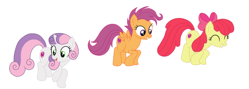 Size: 6000x2154 | Tagged: safe, artist:gmaplay, derpibooru import, apple bloom, scootaloo, sweetie belle, earth pony, pegasus, pony, unicorn, growing up is hard to do, adorabloom, apple bloom's bow, bow, cute, cutealoo, diasweetes, hair bow, image, older, older apple bloom, older scootaloo, png, simple background, transparent background