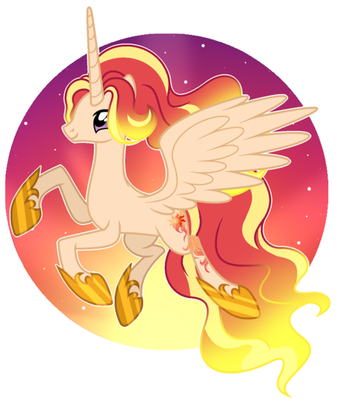 Size: 1373x1651 | Tagged: safe, artist:cindystarlight, derpibooru import, oc, oc:sun ray, alicorn, pony, alicorn oc, concave belly, female, flying, hoof shoes, horn, image, long horn, long tail, looking up, mare, png, princess shoes, show accurate, slim, solo, spread wings, tail, thin, wings