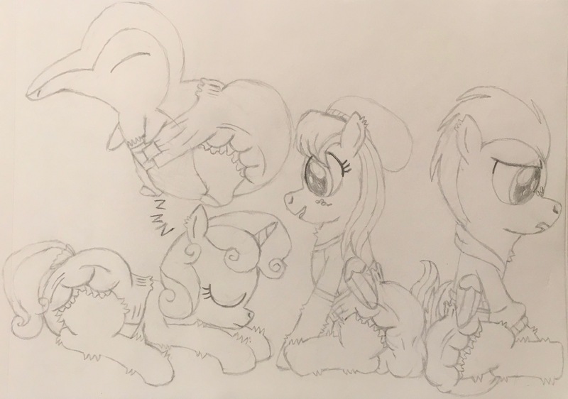 Size: 1537x1079 | Tagged: questionable, artist:thunderdasher07, derpibooru import, barley barrel, pickle barrel, sweetie belle, cyndaquil, pegasus, pony, unicorn, back to back, barrel twins, beanie, black and white, blank flank, brother and sister, clothes, colt, diaper, diaper fetish, eyes closed, facial freckles, female, fetish, filly, foal, freckles, grayscale, hat, hoodie, image, jpeg, lying down, male, messy diaper, monochrome, non-baby in diaper, onomatopoeia, pencil drawing, pissing, pissing together, pokémon, pooping together, poopy diaper, prone, pullup (diaper), siblings, sitting, sketch, sketch dump, sleeping, sound effects, traditional art, twins, urine, watersports, wet diaper, zzz