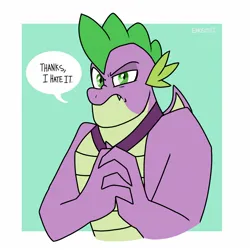 Size: 1414x1414 | Tagged: safe, artist:emositecc, derpibooru import, spike, dragon, g5, my little pony: make your mark, spoiler:g5, spoiler:my little pony: make your mark chapter 6, adult, adult spike, dialogue, g4, g4 purist, g5 drama, gigachad spike, image, jpeg, male, muscles, muscular male, my little pony: make your mark chapter 6, older, older spike, reaction image, solo, thanks i hate it