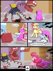 Size: 6000x8000 | Tagged: safe, artist:chedx, derpibooru import, fluttershy, pinkie pie, earth pony, pegasus, comic:learning with pibby glitch battles, boxy boo, comic, commission, community related, corrupted, crossover, error, glitch, image, multiverse, pibby, png