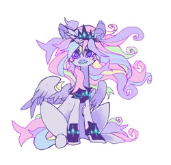 Size: 1138x1098 | Tagged: safe, artist:cutesykill, derpibooru import, oc, oc:sugarcut, unofficial characters only, alicorn, pony, alicorn oc, bracer, female, horn, image, jewelry, mare, peytral, png, regalia, sharp teeth, simple background, solo, teeth, white background, wings