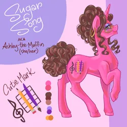 Size: 2048x2048 | Tagged: safe, artist:ashley-the-muffin, derpibooru import, oc, oc:sugar song, unofficial characters only, pony, unicorn, chest fluff, ear piercing, earring, female, glasses, image, jewelry, mare, piercing, png, ponysona, pronouns, reference sheet, solo, unshorn fetlocks