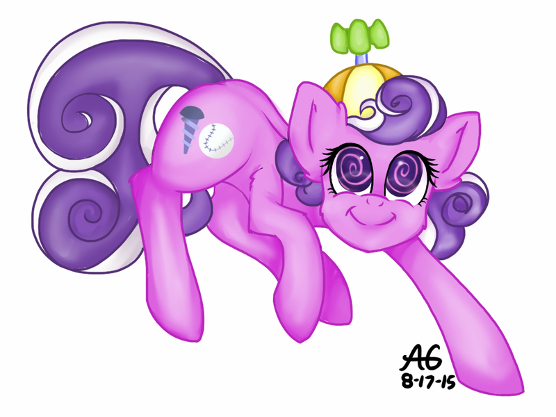 Size: 1024x768 | Tagged: safe, artist:ashley-the-muffin, derpibooru import, screwball, oc, unofficial characters only, earth pony, pony, female, hat, image, jpeg, mare, propeller hat, simple background, solo, swirly eyes, white background
