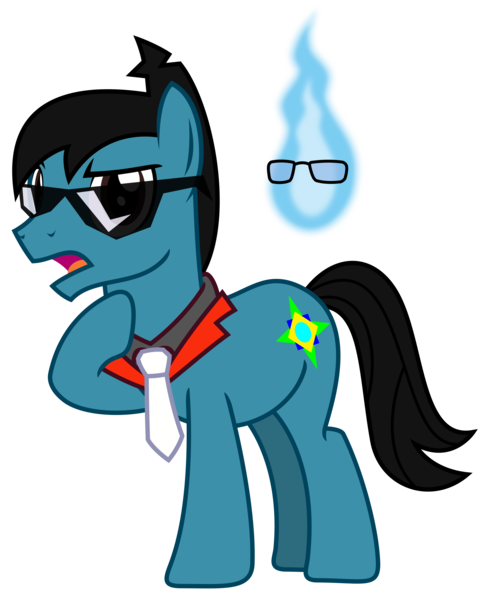 Size: 2213x2740 | Tagged: safe, artist:sketchmcreations, derpibooru import, oc, oc:sketch mythos, unofficial characters only, earth pony, ghost, pony, undead, derpibooru community collaboration, 2024 community collab, accessory, collar, derpibooru exclusive, eyebrows, frown, ghost trick, glasses, hoof on chest, image, male, necktie, open mouth, png, raised eyebrow, raised leg, simple background, stallion, sunglasses, transparent background, vector, wisp