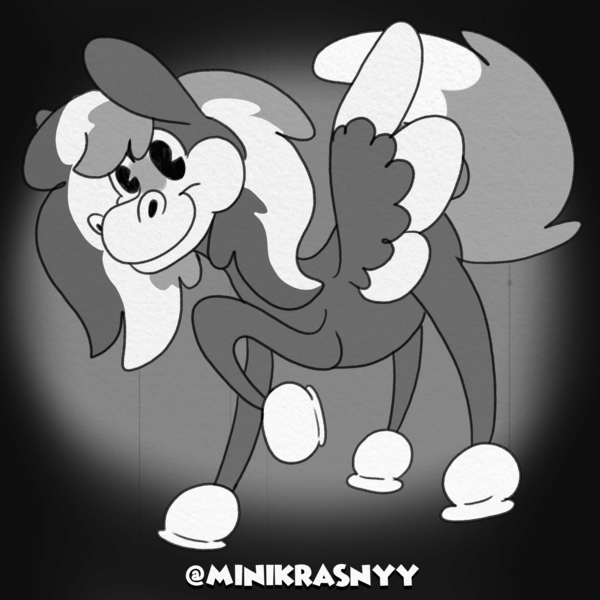 Size: 2000x2000 | Tagged: safe, artist:euspuche, derpibooru import, oc, oc:phoenix redtail, pegasus, image, looking at you, png, rubber hose style, smiling, text