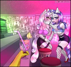 Size: 1024x961 | Tagged: suggestive, artist:cali luminos, derpibooru import, rarity, sweetie belle, anthro, unicorn, commission, female, image, jpeg, siblings, sisters