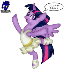 Size: 3840x4154 | Tagged: safe, artist:damlanil, derpibooru import, twilight sparkle, twilight sparkle (alicorn), alicorn, pony, alternate hairstyle, ballerina, belly button, bipedal, clothes, comic, costume, cute, female, frog (hoof), horn, image, looking at you, mare, png, raised hoof, show accurate, simple background, smiling, solo, speech bubble, spread wings, standing, standing on one leg, stretching, text, transparent background, tutu, twiabetes, twilarina, underhoof, vector, wings