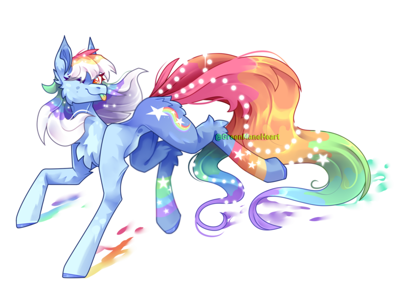 Size: 1920x1447 | Tagged: safe, artist:greenmaneheart, derpibooru import, oc, oc:aquatic paint, unofficial characters only, earth pony, pony, concave belly, female, fluffy, hooves, image, long tail, mare, not rainbow dash, one eye closed, png, simple background, slim, solo, sternocleidomastoid, tail, thin, transparent background, wink