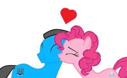 Size: 1350x831 | Tagged: safe, artist:diegobrother, derpibooru import, pinkie pie, oc, oc:william, female, image, kiss on the cheek, kissing, male, png, shipping, simple background, transparent background