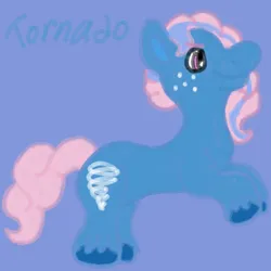 Size: 1000x1000 | Tagged: safe, artist:mintwhistle, derpibooru import, part of a set, tornado (g1), earth pony, pony, g1, big brother ponies, blue background, colored hooves, confident, freckles, image, male, medibang paint, mountain boy ponies, multicolored mane, png, rearing, simple background, smiling, solo, stallion, unshorn fetlocks