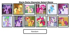 Size: 1024x514 | Tagged: safe, artist:elsie1234, derpibooru import, apple bloom, applejack, fluttershy, pinkie pie, rainbow dash, rarity, scootaloo, spike, starlight glimmer, sunset shimmer, sweetie belle, twilight sparkle, twilight sparkle (alicorn), alicorn, dragon, earth pony, pegasus, pony, unicorn, female, filly, foal, image, male, mare, mario party, png, super mario bros.