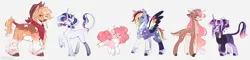 Size: 2048x488 | Tagged: safe, artist:purplesound, artist:soundwavepie, derpibooru import, applejack, fluttershy, pinkie pie, rainbow dash, rarity, twilight sparkle, classical unicorn, deer, earth pony, pegasus, pony, unicorn, bandage, bandaid, bandaid on nose, bandana, blaze (coat marking), braid, braided tail, chest fluff, choker, clothes, cloven hooves, coat markings, collar, colored hooves, cowboy hat, curved horn, deerified, doe, ear piercing, earring, eyebrow piercing, eyeshadow, facial markings, female, females only, fetlock tuft, floral head wreath, flower, flutterdeer, glasses, hat, hooves, horn, image, jewelry, jpeg, leonine tail, lipstick, looking at you, makeup, mane six, mare, multicolored hooves, neck fluff, one eye closed, pale belly, piercing, race swap, redesign, redraw, scar, simple background, smiling, smol, socks (coat marking), species swap, straw in mouth, sweater, tail, tail wrap, turtleneck, unicorn twilight, unshorn fetlocks, white background, wink