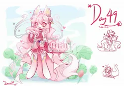 Size: 2048x1423 | Tagged: safe, artist:qamar, derpibooru import, oc, unofficial characters only, earth pony, pony, semi-anthro, chinese dress, clothes, dress, ear fluff, female, flower, hair accessory, image, jpeg, mare, obtrusive watermark, plant, socks, solo, watermark