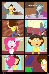 Size: 4134x6201 | Tagged: safe, derpibooru import, cheese sandwich, marble pie, pinkie pie, human, equestria girls, bed, cart, cheesepie, condom, confused, confusion, female, flirting, g4, grin, hug, image, male, nervous, nervous grin, pillow, png, seduction, seductive, seductive look, seductive pose, shipping, smiling, straight