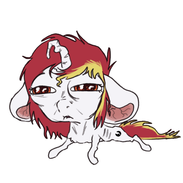 Size: 1472x1471 | Tagged: safe, artist:aliceg, derpibooru import, oc, oc:lazy sunday, pony, unicorn, big eyes, drooping horn, dry, floppy ears, horn, i can't take this arizona weather anymore this is a cry for help, image, meme, pain, png, puckered lips, rotten little fella, scrunchy face, scrungly, simple background, solo, squint, straining, transparent background, vein