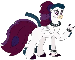 Size: 2760x2220 | Tagged: safe, artist:supahdonarudo, derpibooru import, queen novo, classical hippogriff, hippogriff, my little pony: the movie, bracelet, collar, devil horn (gesture), image, makeup, piercing, png, punk, redraw, simple background, spiked collar, spiked wristband, transparent background, wristband