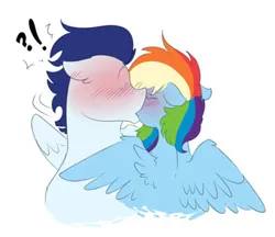 Size: 341x294 | Tagged: safe, artist:craftedfun3, ponerpics import, ponybooru import, rainbow dash, soarin', pegasus, pony, female, image, kiss on the lips, kissing, male, mare, png, shipping, soarindash, stallion, straight