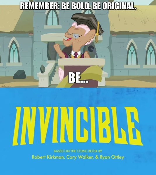 Size: 888x996 | Tagged: safe, derpibooru import, edit, edited screencap, screencap, rusty tenure, rock solid friendship, caption, image, image macro, invincible, jpeg, text