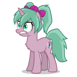 Size: 2800x2800 | Tagged: safe, derpibooru import, oc, oc:magicalmysticva, unofficial characters only, pony, unicorn, anxious, chest fluff, female, green eyes, image, mare, nervous, pigtails, pink body, png, solo, teal mane, twintails, vector
