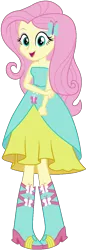 Size: 450x1295 | Tagged: safe, artist:fireluigi29, derpibooru import, fluttershy, human, equestria girls, clothes, cute, dress, fall formal outfits, female, humanized, image, open mouth, open smile, png, shyabetes, smiling, solo, solo female