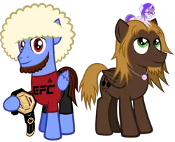 Size: 3726x3027 | Tagged: safe, artist:count oxymagomedov sear, derpibooru import, oc, oc:glass sight, oc:hoofbib searmagomedov, oc:mellow rhythm, unofficial characters only, pegasus, derpibooru community collaboration, 2024 community collab, beard, championship belt, clothes, facial hair, hat, image, jewelry, khabib nurmagomedov, male, necklace, papakha, pegasus oc, plushie, png, simple background, transparent background, ufc, wig, wings