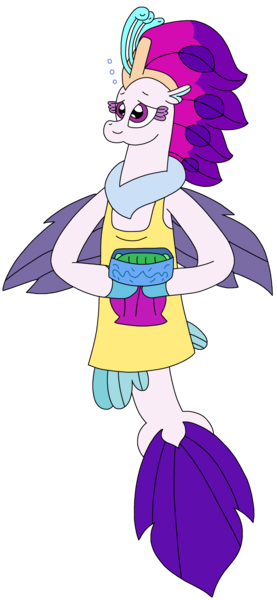 Size: 1445x3128 | Tagged: safe, artist:supahdonarudo, derpibooru import, queen novo, seapony (g4), series:novoember, my little pony: the movie, apron, bowl, clothes, food, holding, holiday, image, png, simple background, thanksgiving, transparent background