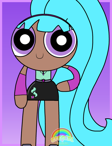 Size: 1518x1976 | Tagged: safe, artist:efegirl4, derpibooru import, equestria girls, blisstina francesca francia mariam alicia utonium, crossover, cutie mark, deviantart, digital art, digital drawing, dressup, image, no pony, png, purple eyes, teal hair, the powerpuff girls, watermark