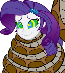 Size: 842x949 | Tagged: safe, artist:a-new-recipeh, derpibooru import, rarity, human, snake, equestria girls, coils, cute, female, humanized, hypno eyes, hypnority, hypnosis, hypnotized, image, kaa, kaa eyes, png, raribetes, smiling, wrapped up