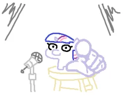 Size: 566x440 | Tagged: safe, artist:jargon scott, derpibooru import, twilight sparkle, pony, unicorn, female, filly, filly twilight sparkle, g4, image, looking at you, microphone, png, pointing at you, simple background, smiling, smiling at you, solo, squatpony, stool, suddenly hands, twiggie, unicorn twilight, white background, younger
